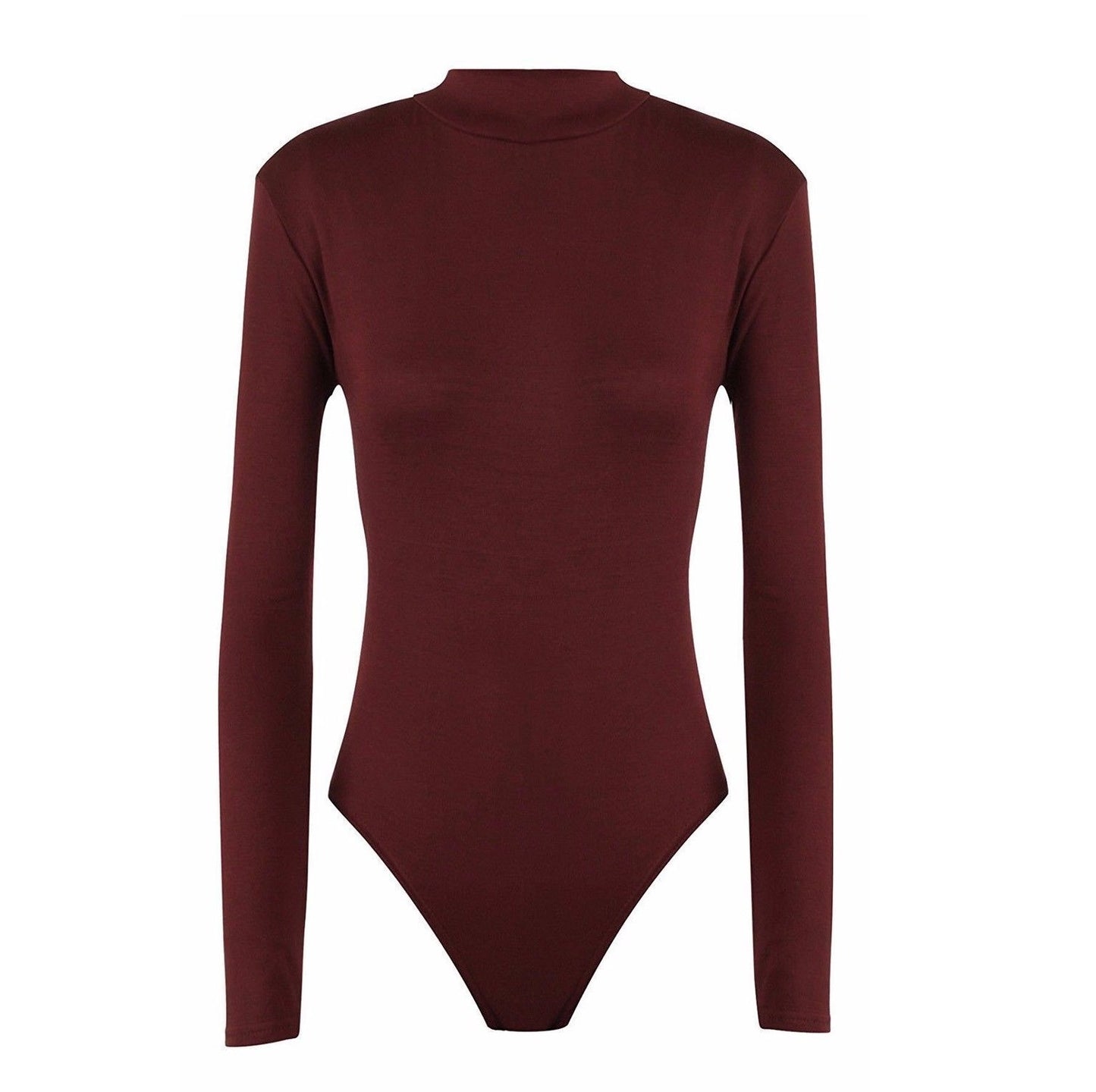 Womens Ladies Long Sleeve Polo Turtle Neck Plain Stretch Bodysuit UK 8-26