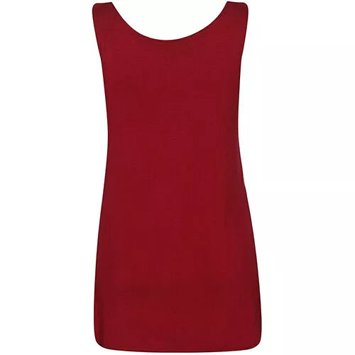 Womens Scoop Neck Sleeveless Ladies Long Stretch Plain Vest Strappy T-Shirt Top