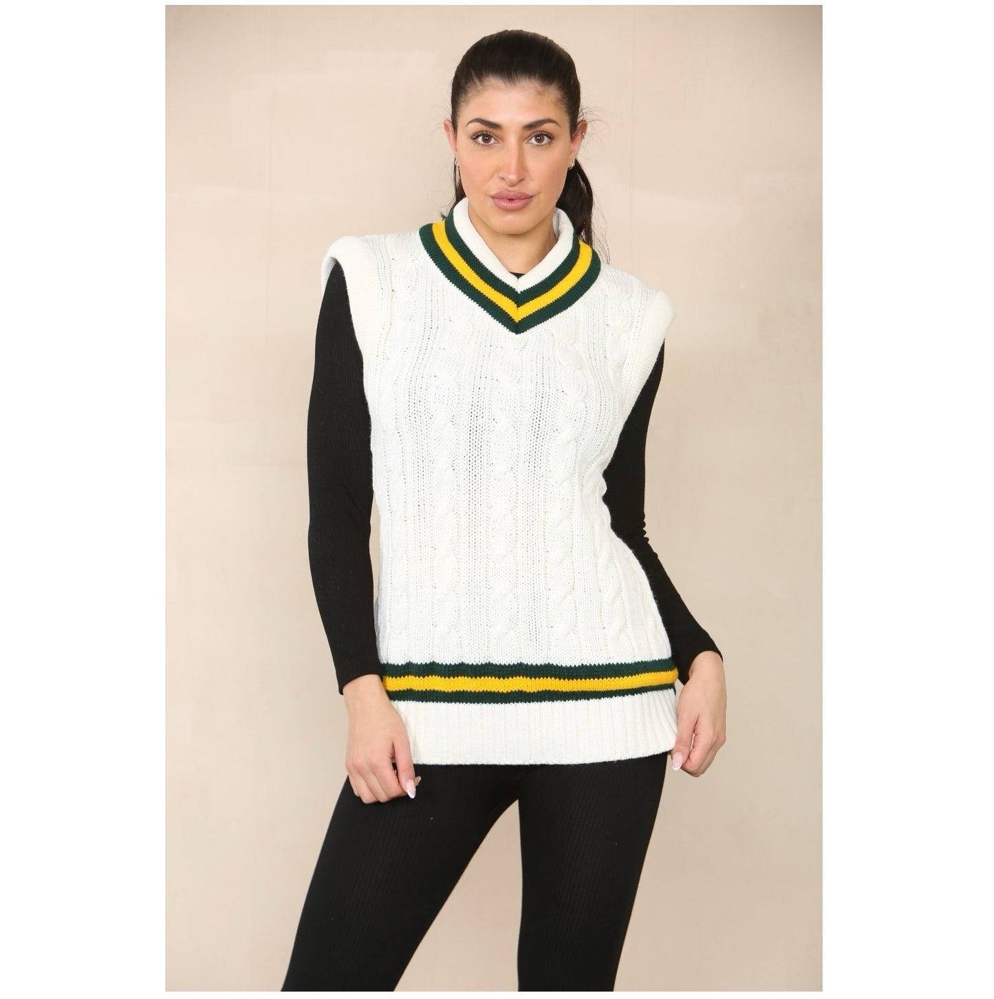 Mens Cricket Jumper V Neck Sleeveless Casual Wear Cable Knitted tank top 8 to 26