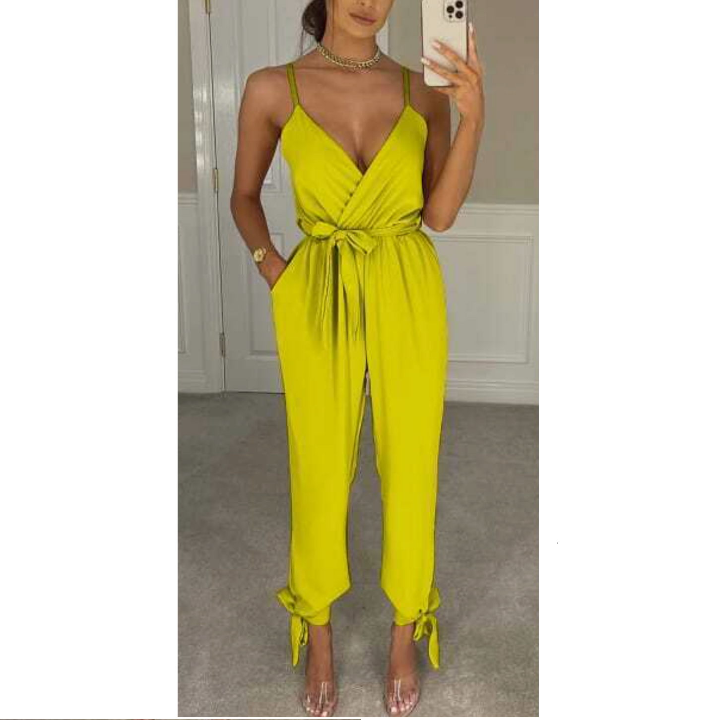 LUXE DIVA Women's V Neck Wrap Over Ankle Tie Waist Jumpsuit Ladies Harem Wide Leg Playsuit