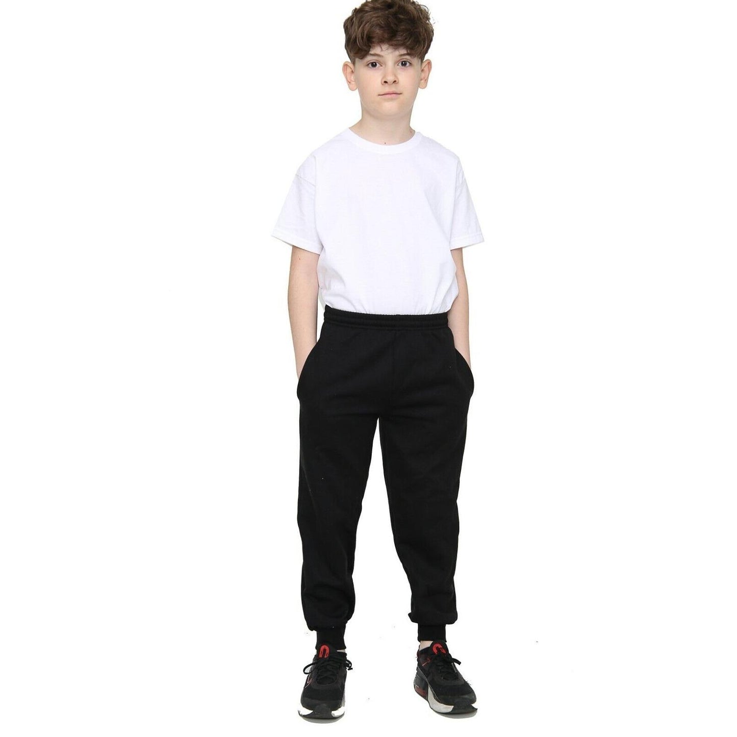 LUXE DIVA Boys Kids Plain Fleece Jogging Bottoms Joggers PE School Sports Casual Wear