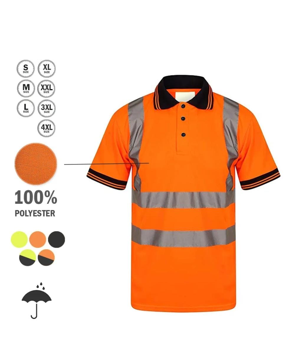 LUXEDIVA Mens HI Viz Polo T-Shirt Top Size S to 2XL