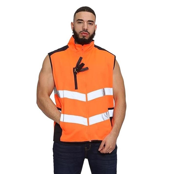 HUBIBUBI Mens Hi Viz Body Warmer High Visibility Gilet Jacket | Hi Viz Fleece Lined Waterproof Workwear Security Safety Wear Reflective Tape Gilet Waistcoat Phone & ID Pockets Vest Top S-3XL