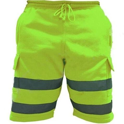 Hi Vis Viz Shorts High Visibility Reflective Pants Work Wear Combat Cargo Shorts Menswear Underwear Workwear Man Stripe Striped Tropical