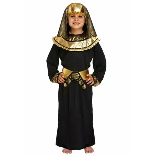BLACK EGYPTIAN PHARAOH COSTUME BOYS KIDS FANCY DRESS OUTFIT