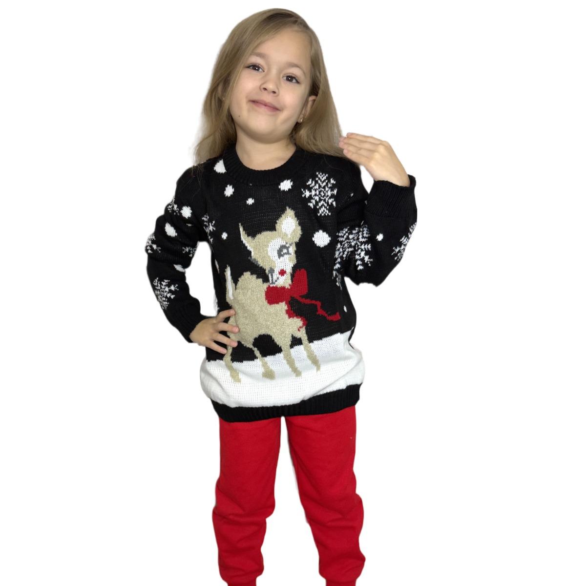 Kids Boys Girls Children Unisex XMAS Christmas Jumpers Knitted Reindeer Rudolph