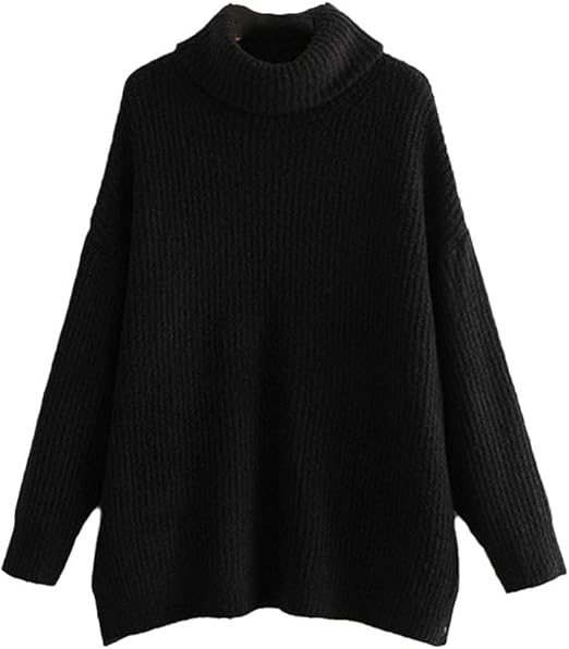 LUXE DIVA Women Chunky Knitted High Polo Roll Neck Baggy Oversized Winter Jumper Dress Top