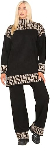 Ladies Long Sleeve High Neck Geometric Print Jumper Suit