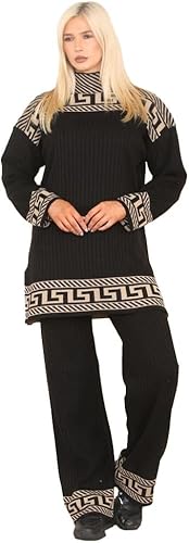 Ladies Long Sleeve High Neck Geometric Print Jumper Suit