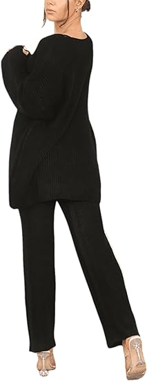 LADIES 2 PIECE CHUNKY KNIT LOUNGE WEAR SUIT ITALAIN  4 BUTTON V/N CARDIGAN OVERSIZE WIDE LEG KNIT TRS LEGGINGS