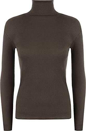 LUXE DIVA Women Ladies Ribbed Stretch Polo Turtle Neck Rib Top Jumper UK Size S/M-XXXL