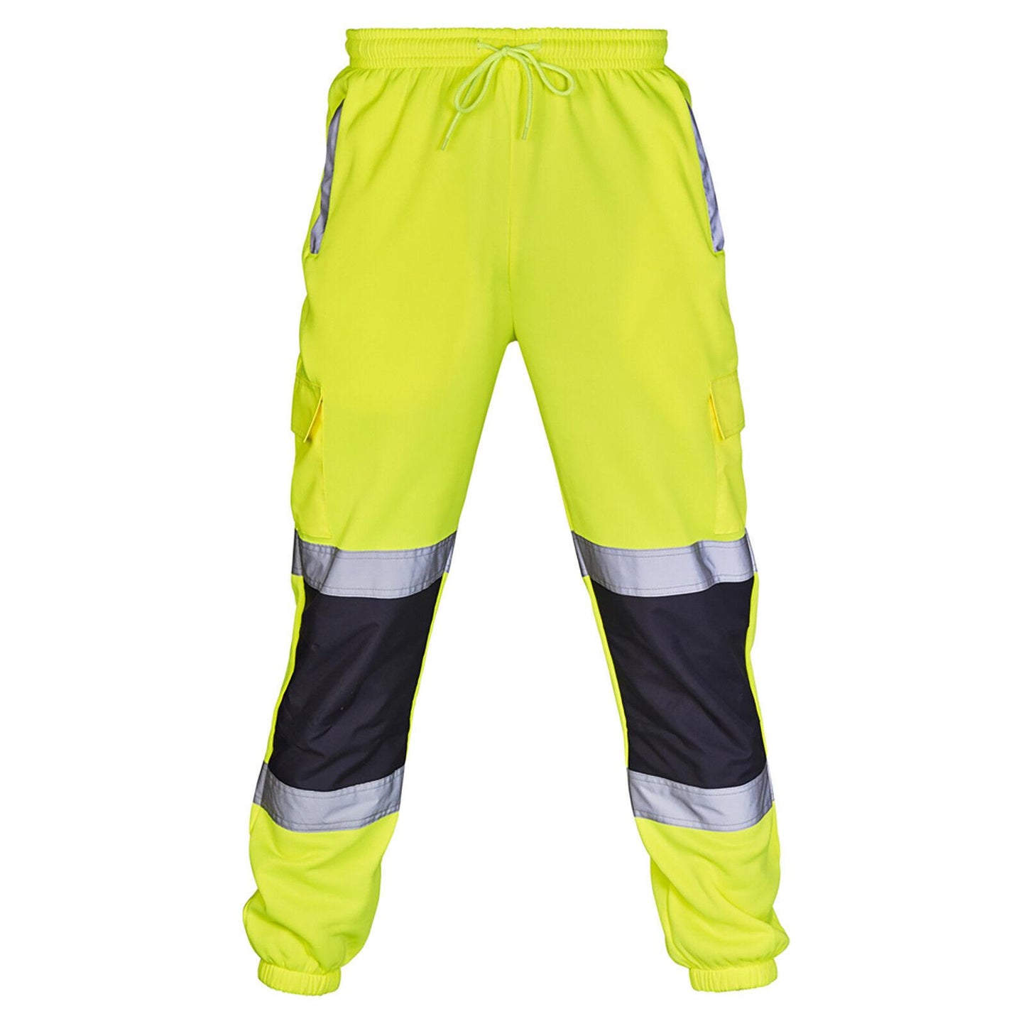 LUXE DIVA Mens Hi Vis Two Tone Jogging Bottoms Combat Trousers Workwear Joggers