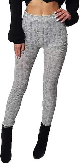 LUXE DIVA Womens Knitted Tartan Winter Leggings Ladies Soft Warm Wool Christmas Retro Pants Warm Trousers