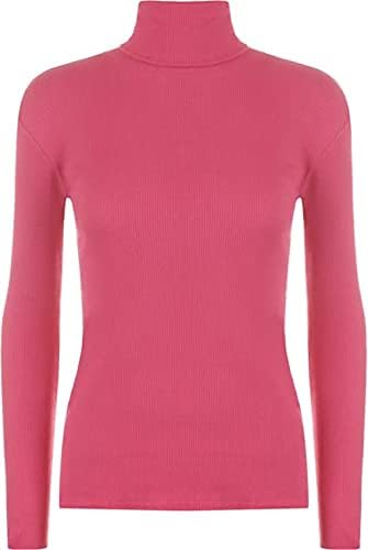 LUXE DIVA Women Ladies Ribbed Stretch Polo Turtle Neck Rib Top Jumper UK Size S/M-XXXL