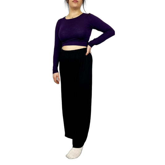 LUXE DIVA Ladies Palazzo Wide Leg Flared Elasticated Stretch Plus Size Plain Trousers 8-26