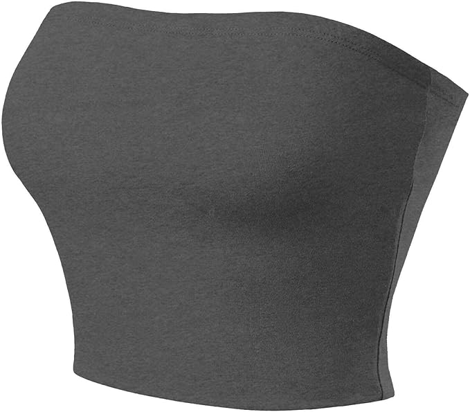 Womens Ladies Plain Boob Tube Strapless Bandeau Stretchy Casual Basic Summer Vest Crop Top