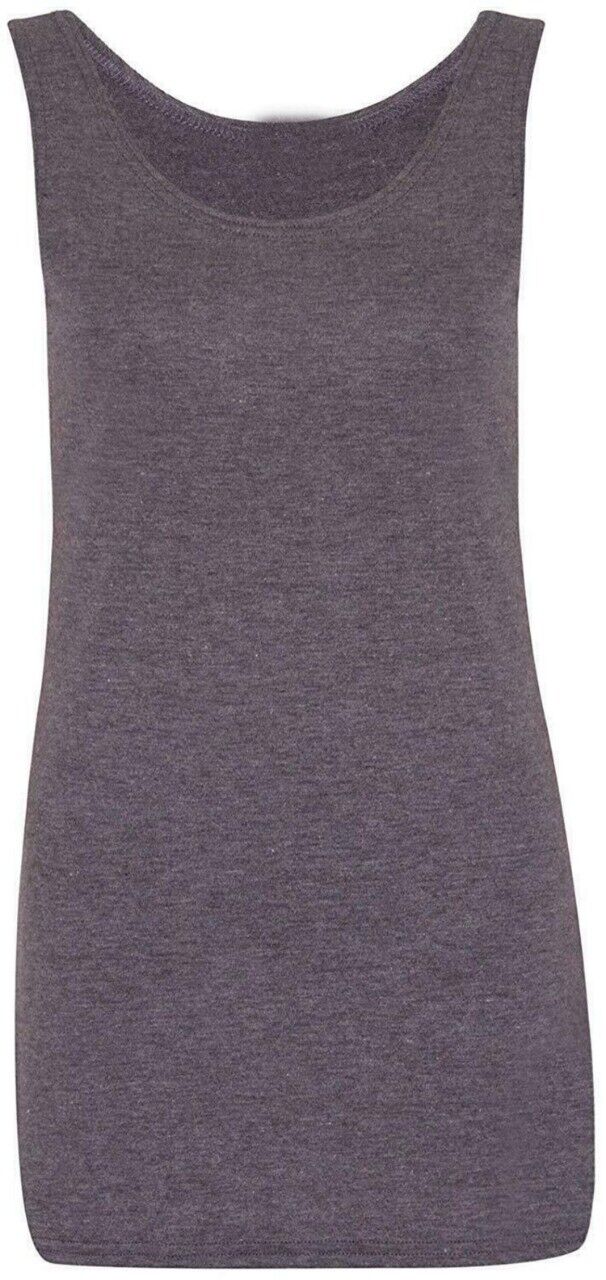 Ladies Scoop Neck long Sleeveless Stretch Plain Vest Strappy T-Shirt