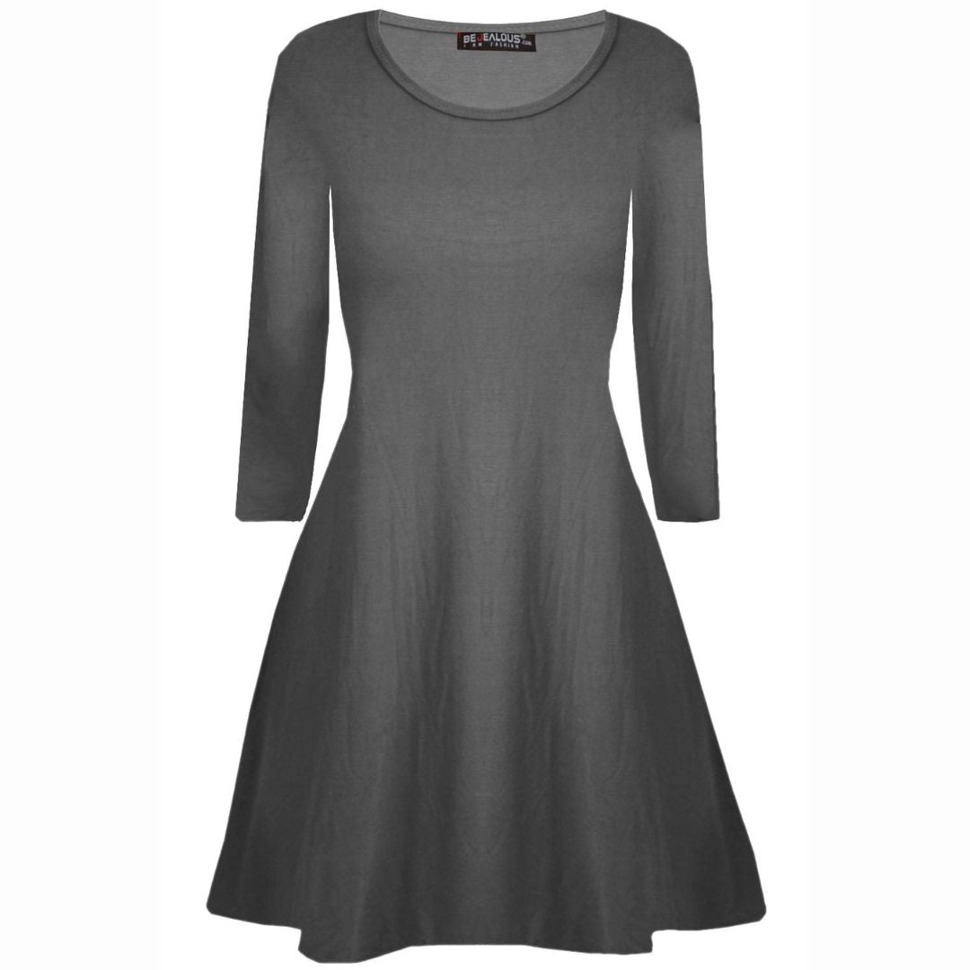 LUXE DIVA Girls Long Sleeve Dress - Flared Franki A-Line Skater Swing Style, Casual & Stylish Top for Kids 5-13 Years, School, Parties & Everyday