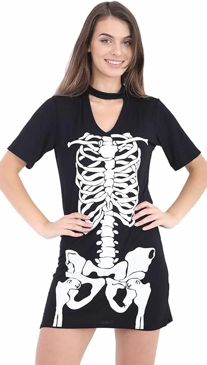 LUXE DIVA Adult Women's Skeleton Costume, Jumpers,Leggings,Skull Bone Dresses,Crop Top,Jumpsuit&Bodysuit