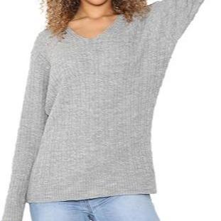 LUXE DIVA Women’s Long Sleeve V Neck Chunky Cable Knit Jumper for Ladies Casual Pullover Sweater for Women UK Size 8-22