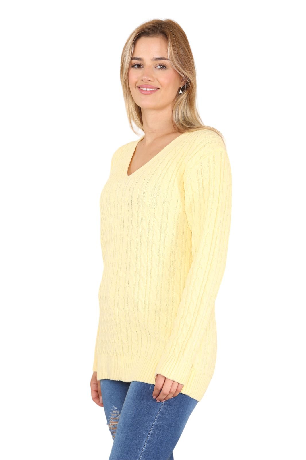 LUXE DIVA LADIES V/N KNITTED LONG SLEEVE JUMPER BACK IN STOCK