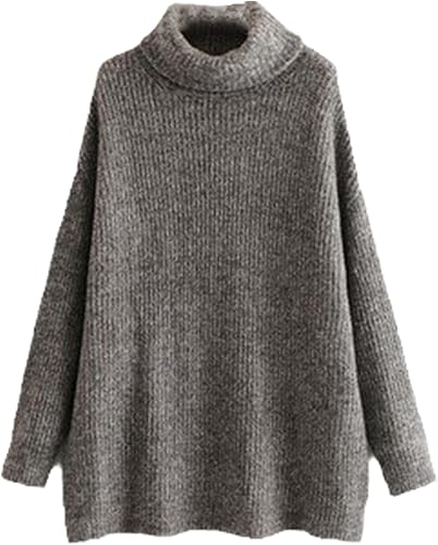 LUXE DIVA Women Chunky Knitted High Polo Roll Neck Baggy Oversized Winter Jumper Dress Top