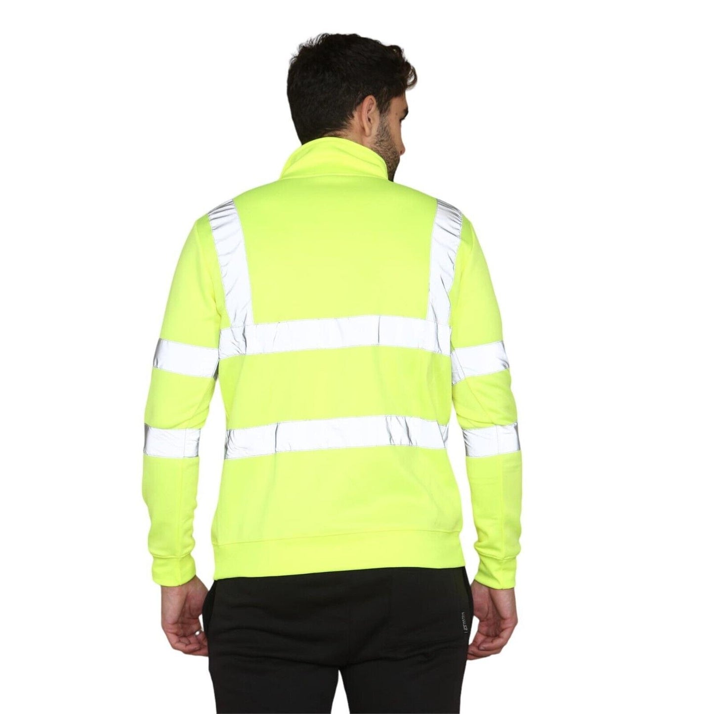 Mens Long Sleeve Quarter Zip Hi Vis Sweatshirt Jumper Top Sizes S-2XL