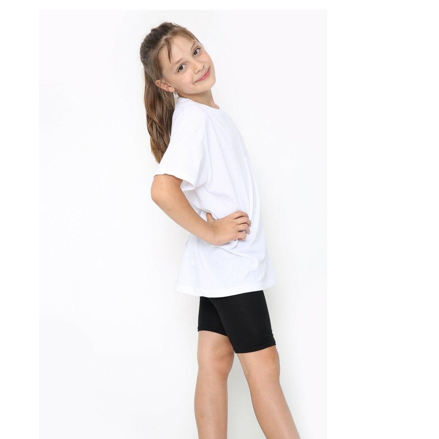 LUXE DIVA Girls Kids Stretch Cycling Cotton PE School Uniform Dance Gym Swim Shorts