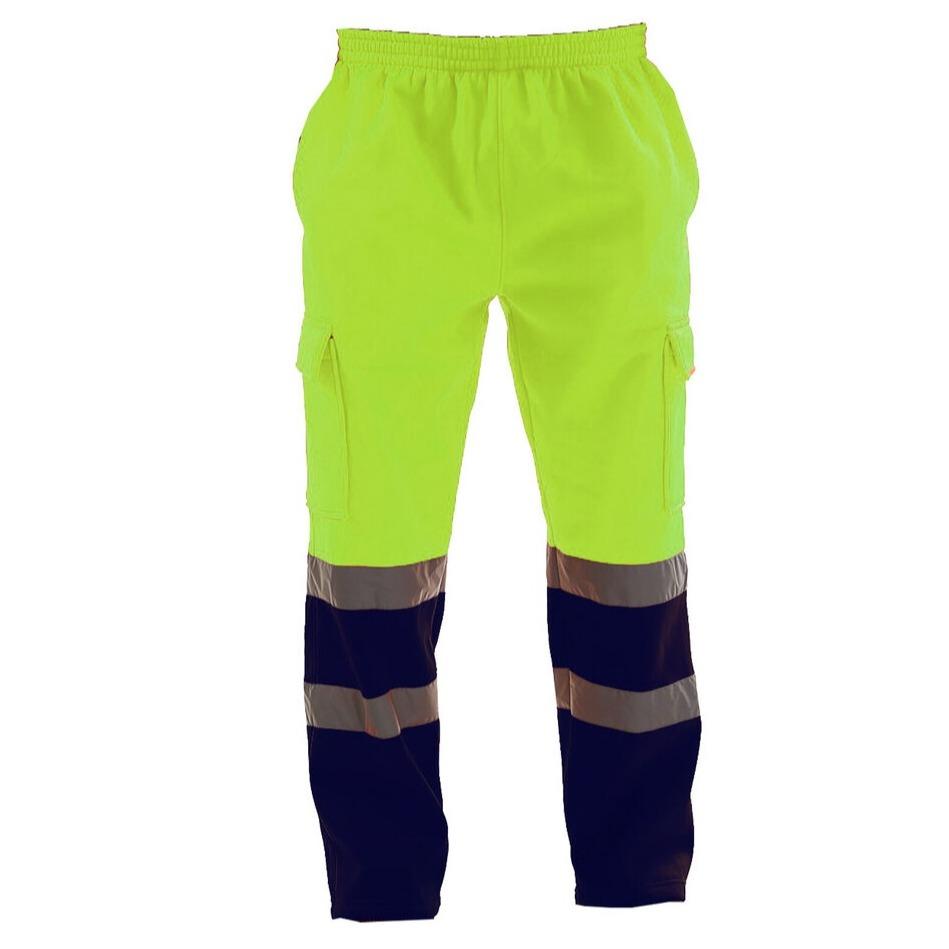 LUXE DIVA Mens Hi Vis Visibility Viz Safety Fleece Bottoms Work Wear Trouser Jogger Pants