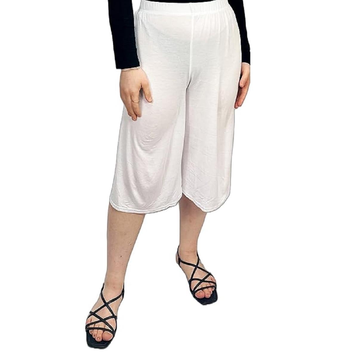 LUXEDIVA  Womens Ladies Plain 3/4 Length Short Palazzo Trousers Casual Wide Leg Culottes Pants Plus Sizes UK 8-26