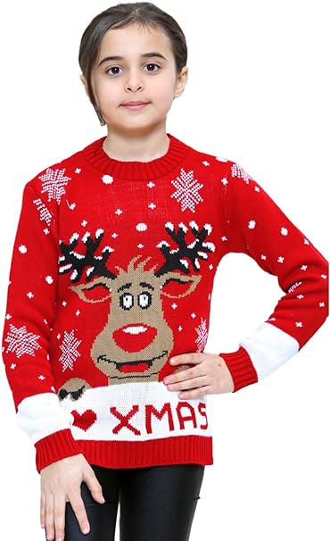 Children's Kids Girls Boys Love Xmas Christmas Long Sleeve Xmas Jumper