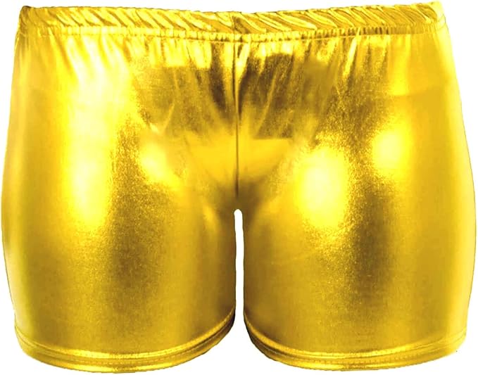 LUXE DIVA Womens Metallic Wet Look Hot Pants Womens Red Blue Shiny Halloween Summer Fancy Party Disco Wet Look Shorts