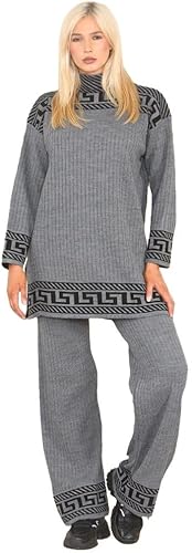 Ladies Long Sleeve High Neck Geometric Print Jumper Suit