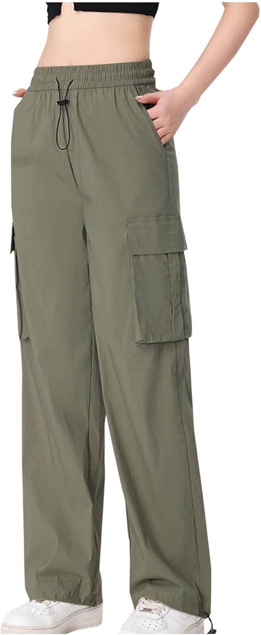 Ladies Combat Elastic Waist Band 4 Pocket Plain Wide Leg Plazzo Style Trouser