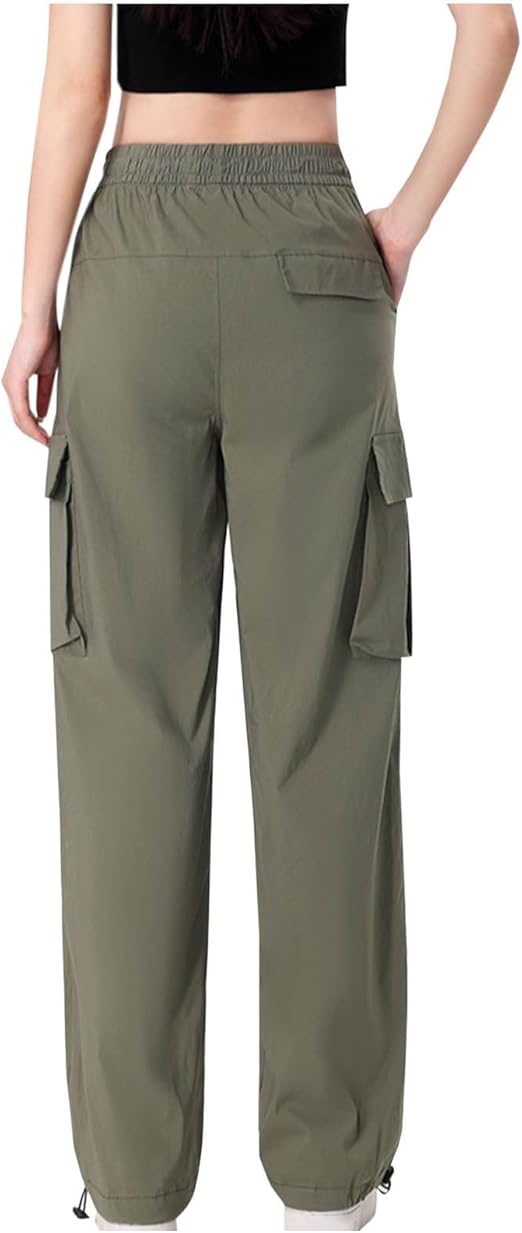 Ladies Combat Elastic Waist Band 4 Pocket Plain Wide Leg Plazzo Style Trouser