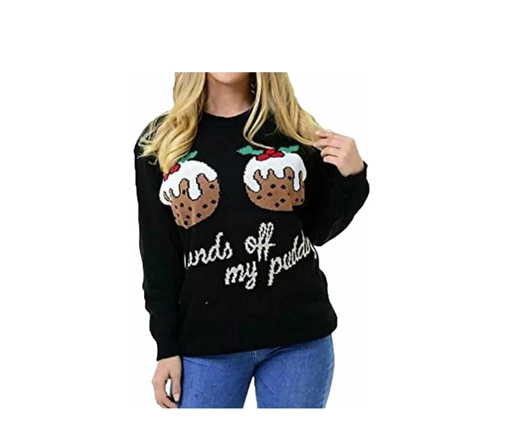 LUXE DIVA Women's Knitted Rudolph on wall Xmas Snowflake Ladies kids Reindeer Pom Jumpers