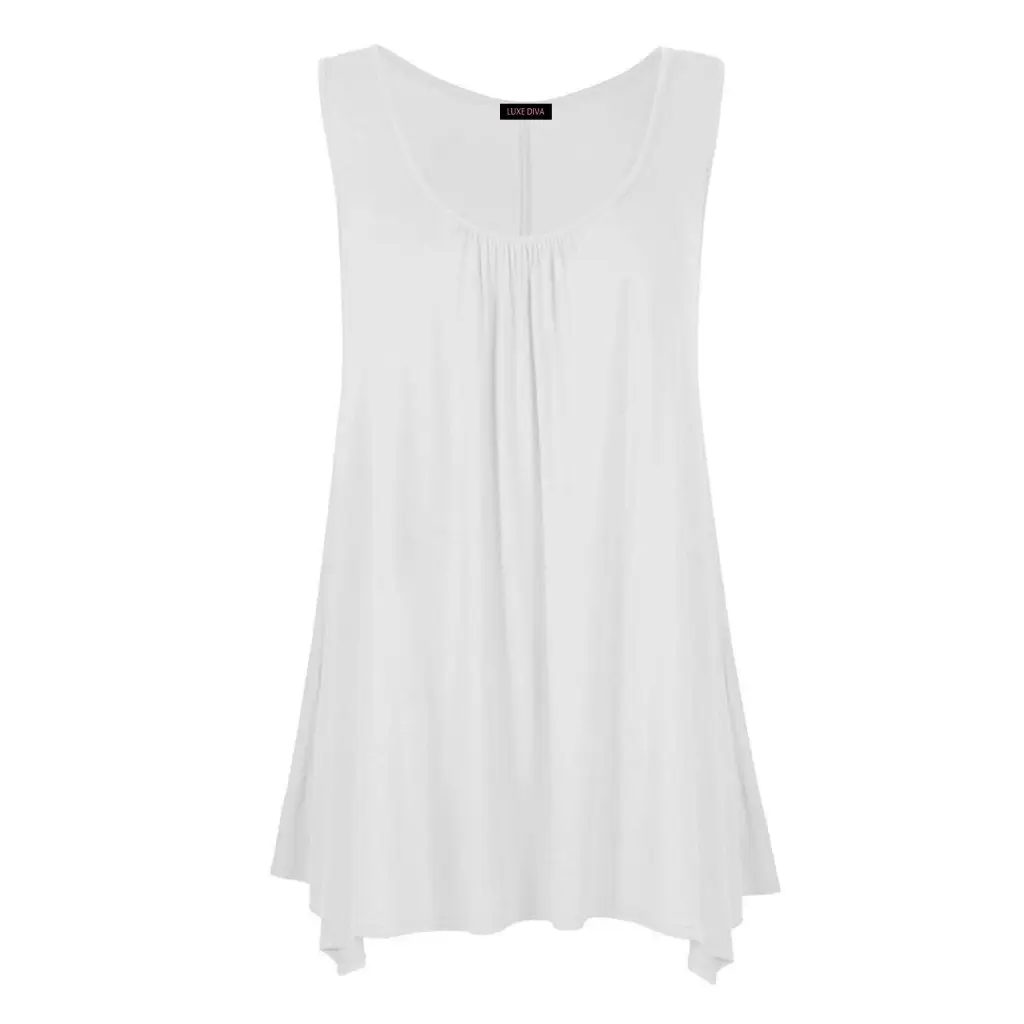 Ladies Hanky Hem Womens Sleeveless Scoop Neck Jersey Long