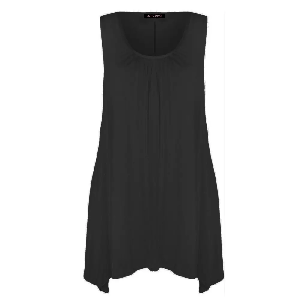 Ladies Hanky Hem Womens Sleeveless Scoop Neck Jersey Long