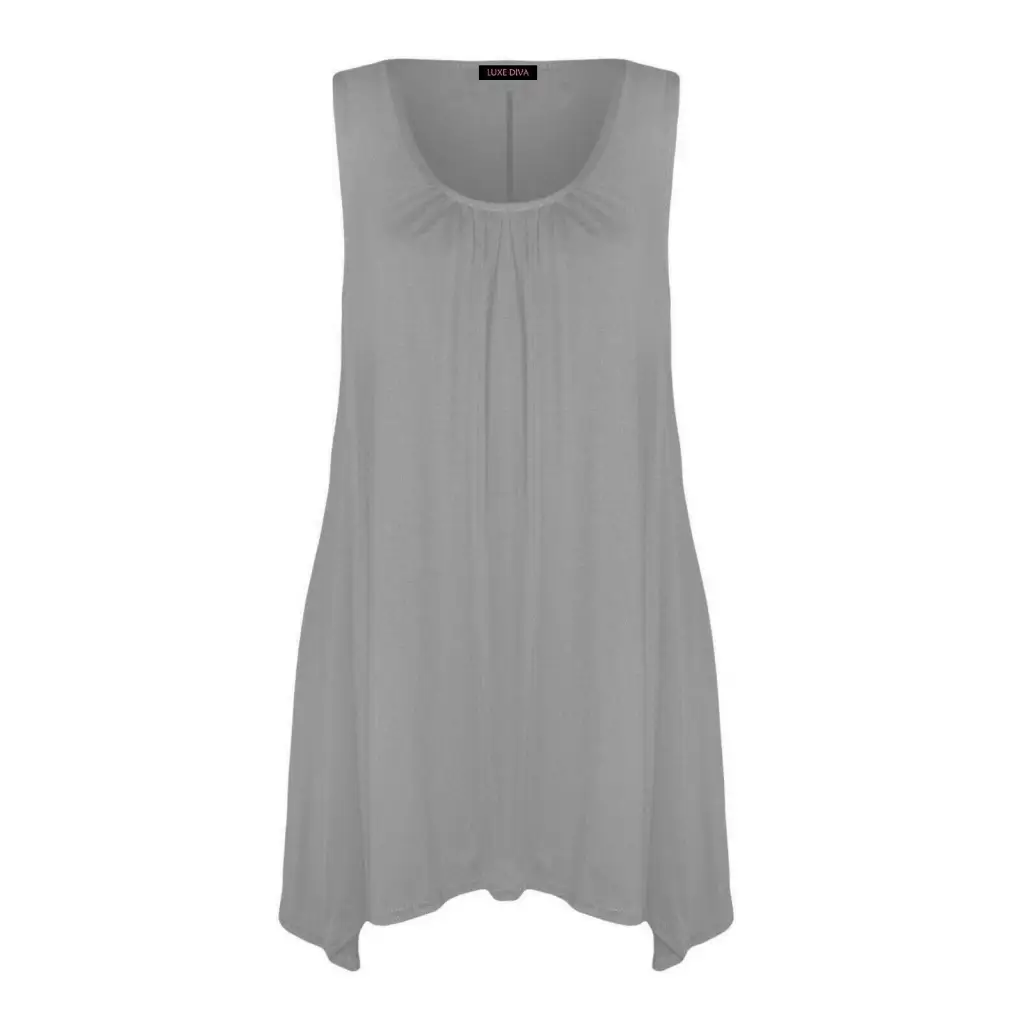 Ladies Hanky Hem Womens Sleeveless Scoop Neck Jersey Long