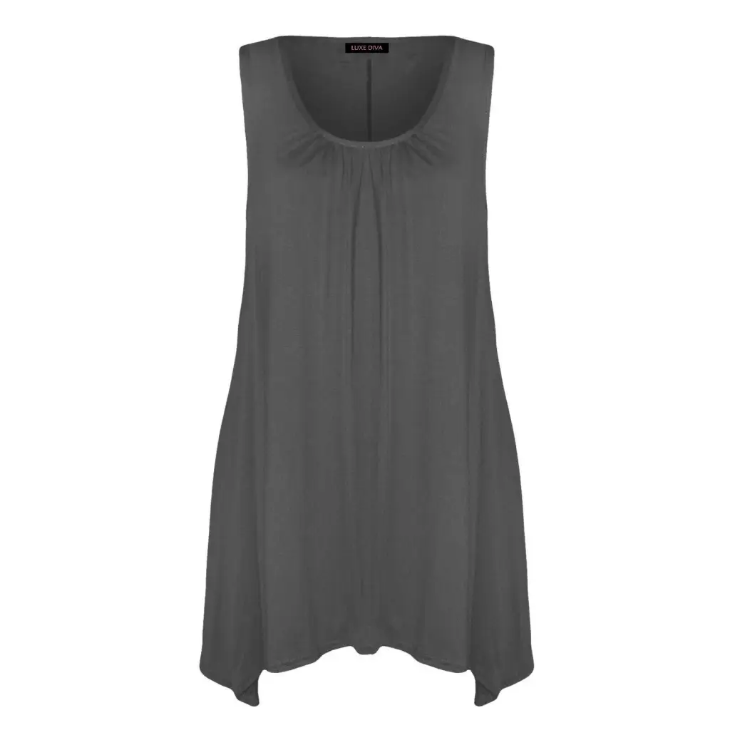 Ladies Hanky Hem Womens Sleeveless Scoop Neck Jersey Long