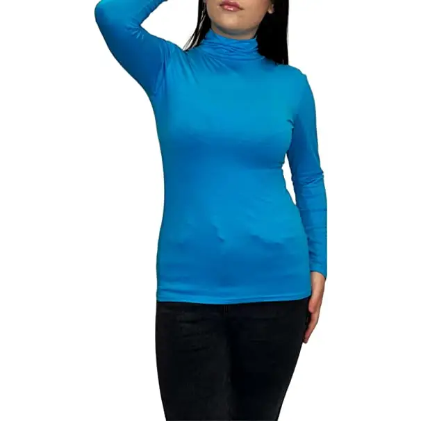 Ladies Polo Roll Neck Long Sleeve Turtle Neck Plain Jumpers