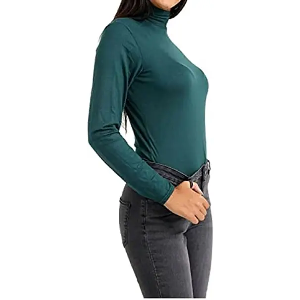 Ladies Polo Roll Neck Long Sleeve Turtle Neck Plain Jumpers