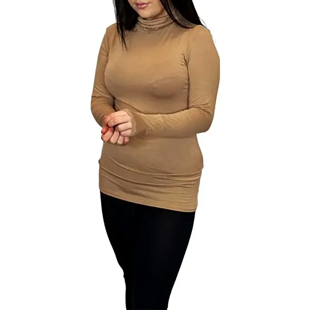 Ladies Polo Roll Neck Long Sleeve Turtle Neck Plain Jumpers