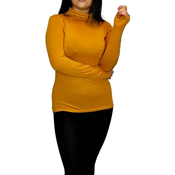 Ladies Polo Roll Neck Long Sleeve Turtle Neck Plain Jumpers