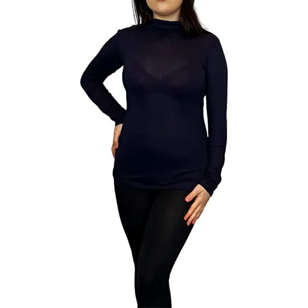 Ladies Polo Roll Neck Long Sleeve Turtle Neck Plain Jumpers