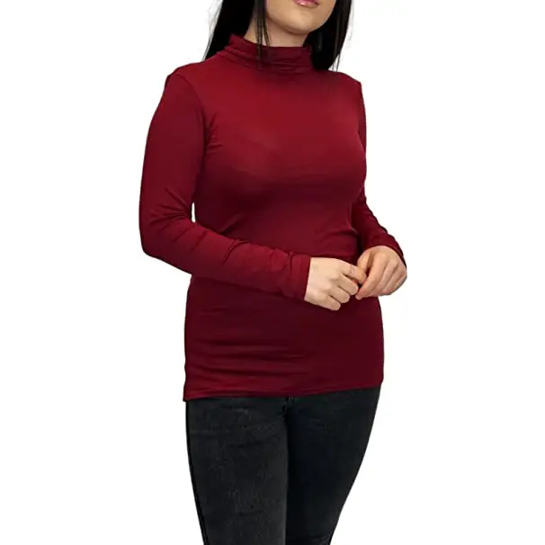 Ladies Polo Roll Neck Long Sleeve Turtle Neck Plain Jumpers