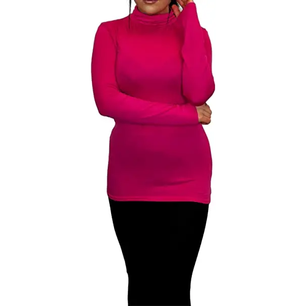 Ladies Polo Roll Neck Long Sleeve Turtle Neck Plain Jumpers