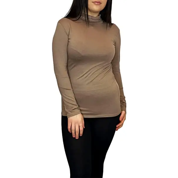 Ladies Polo Roll Neck Long Sleeve Turtle Neck Plain Jumpers