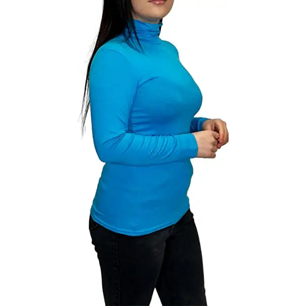 Ladies Polo Roll Neck Long Sleeve Turtle Neck Plain Jumpers