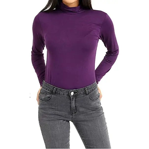 Ladies Polo Roll Neck Long Sleeve Turtle Neck Plain Jumpers